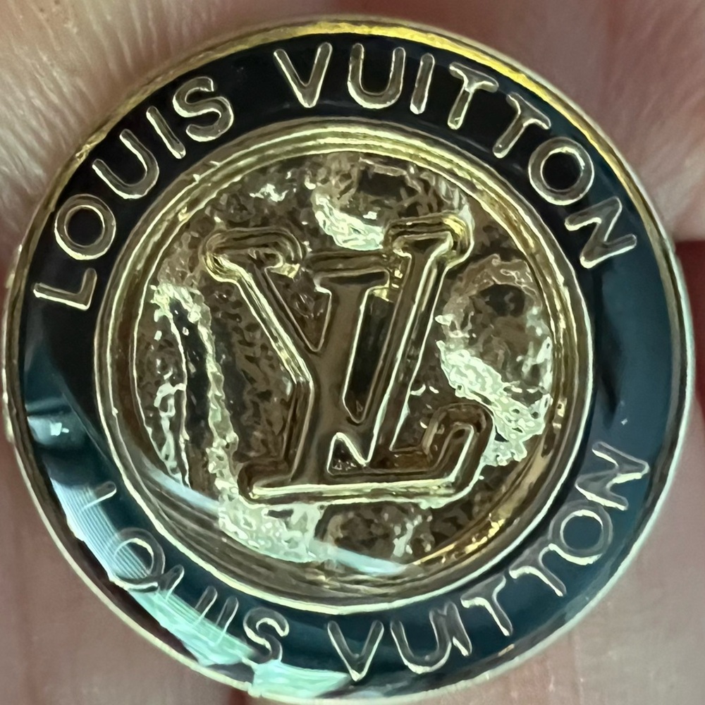 LV (set of 6) 18mm/Gold/Black/shank back buttons/LV stamped back